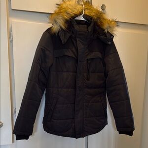 Women's Black Ski Jacket with Faux Fur Hood